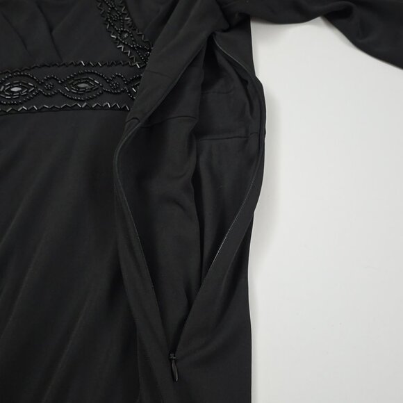 Talbots Petites Women's Black Fit & Flare Midi Dress Bead Neckline Waist Size 12 - Picture 8 of 16